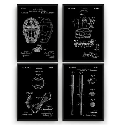 Baseball Set Of 4 Patent Prints - Magic Posters
