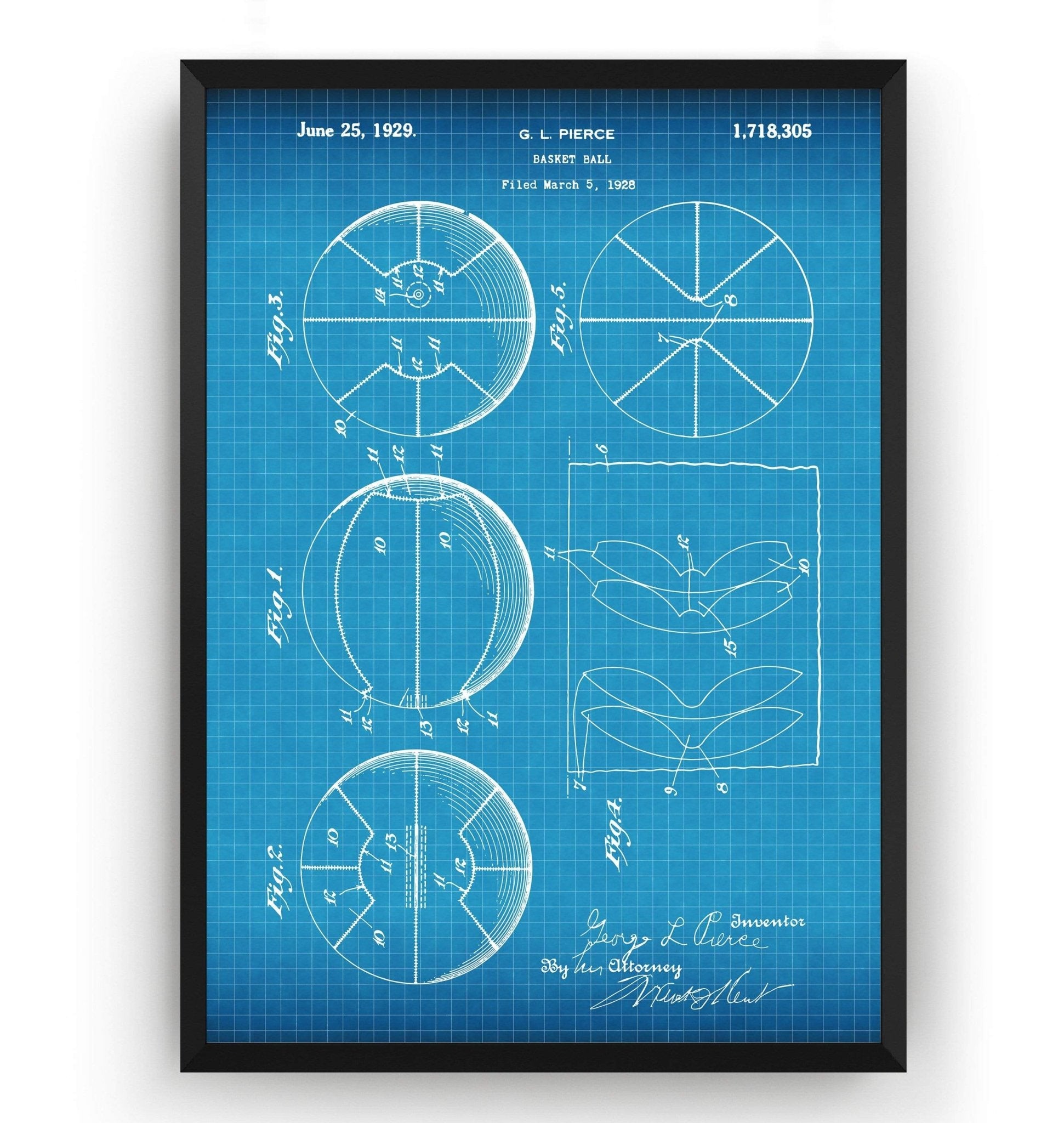 Basketball 1928 Patent Print - Magic Posters