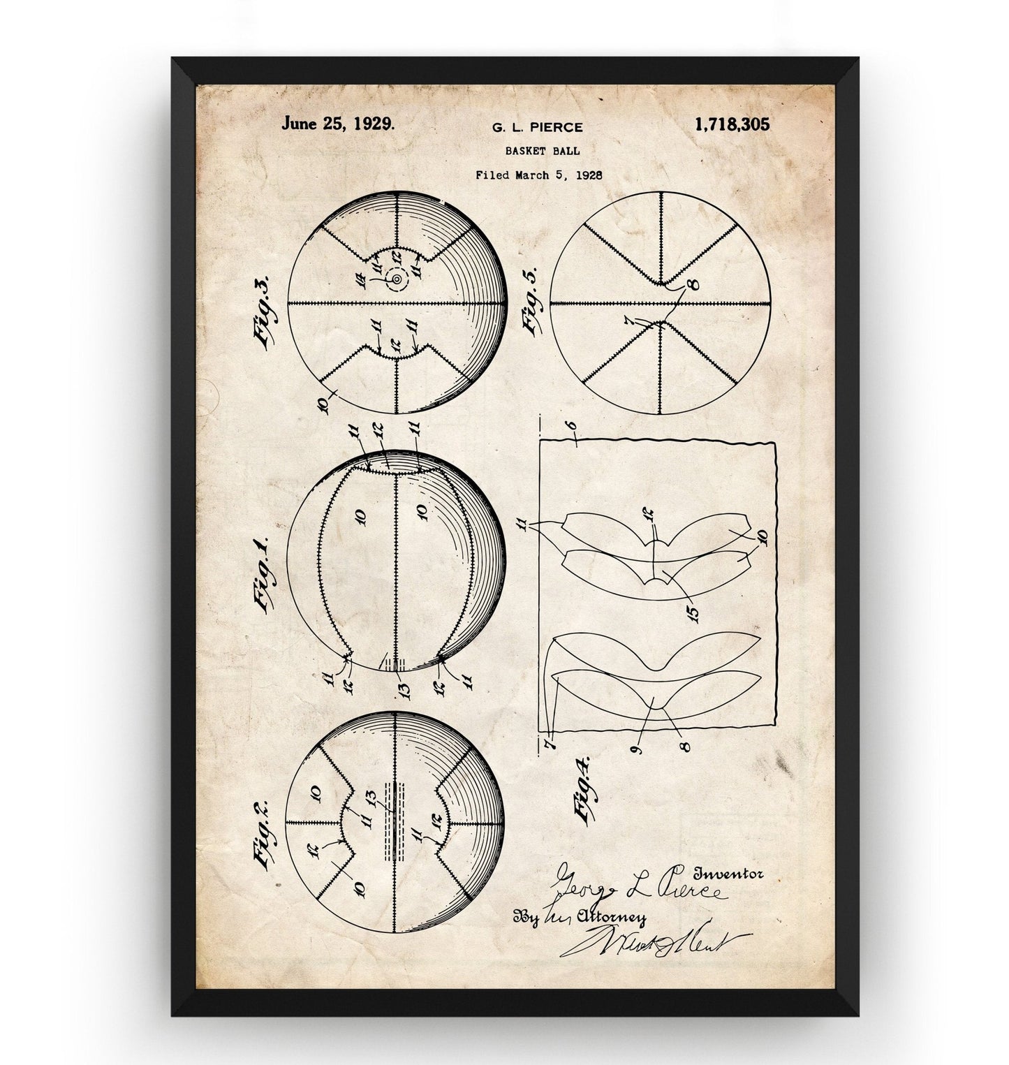 Basketball 1928 Patent Print - Magic Posters