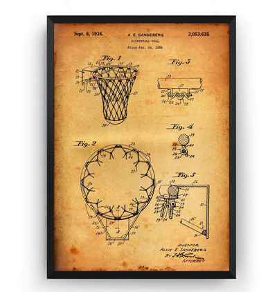 Basketball Hoop 1936 Patent Print - Magic Posters