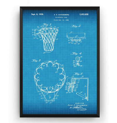 Basketball Hoop 1936 Patent Print - Magic Posters