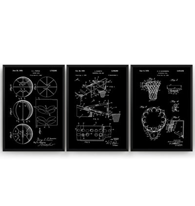 Basketball Set Of 3 Patent Prints - Magic Posters