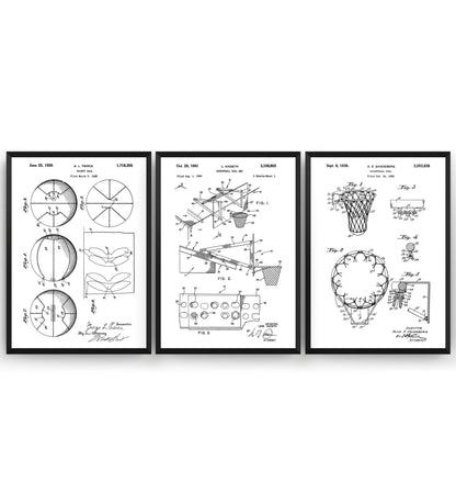 Basketball Set Of 3 Patent Prints - Magic Posters