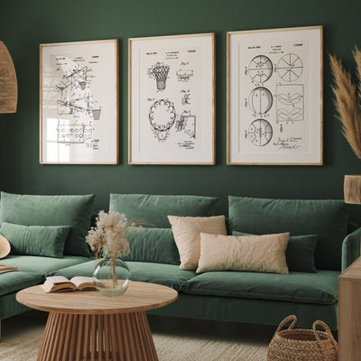 Basketball Set Of 3 Patent Prints - Magic Posters