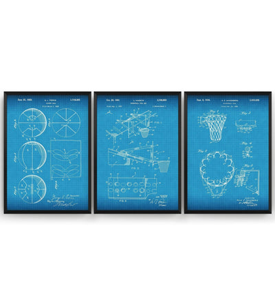 Basketball Set Of 3 Patent Prints - Magic Posters