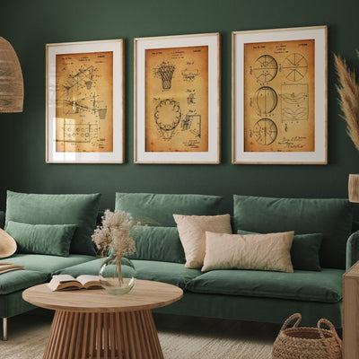 Basketball Set Of 3 Patent Prints - Magic Posters