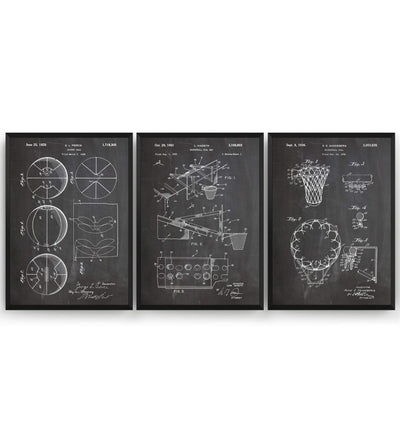 Basketball Set Of 3 Patent Prints - Magic Posters