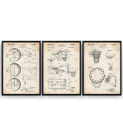 Basketball Set Of 3 Patent Prints - Magic Posters