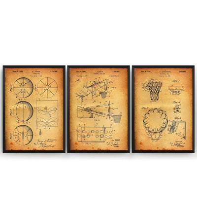 Basketball Set Of 3 Patent Prints - Magic Posters