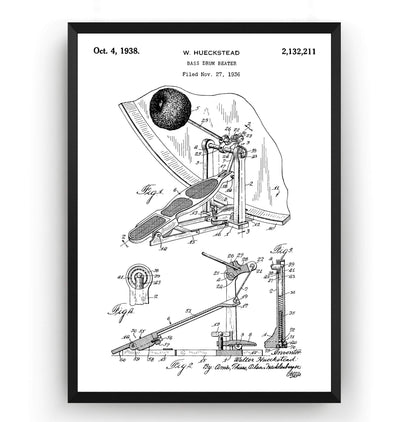 Bass Drum Beater 1938 Patent Print - Magic Posters