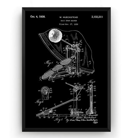 Bass Drum Beater 1938 Patent Print - Magic Posters