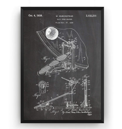 Bass Drum Beater 1938 Patent Print - Magic Posters