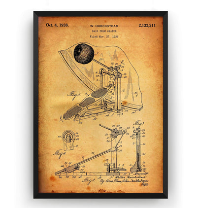 Bass Drum Beater 1938 Patent Print - Magic Posters