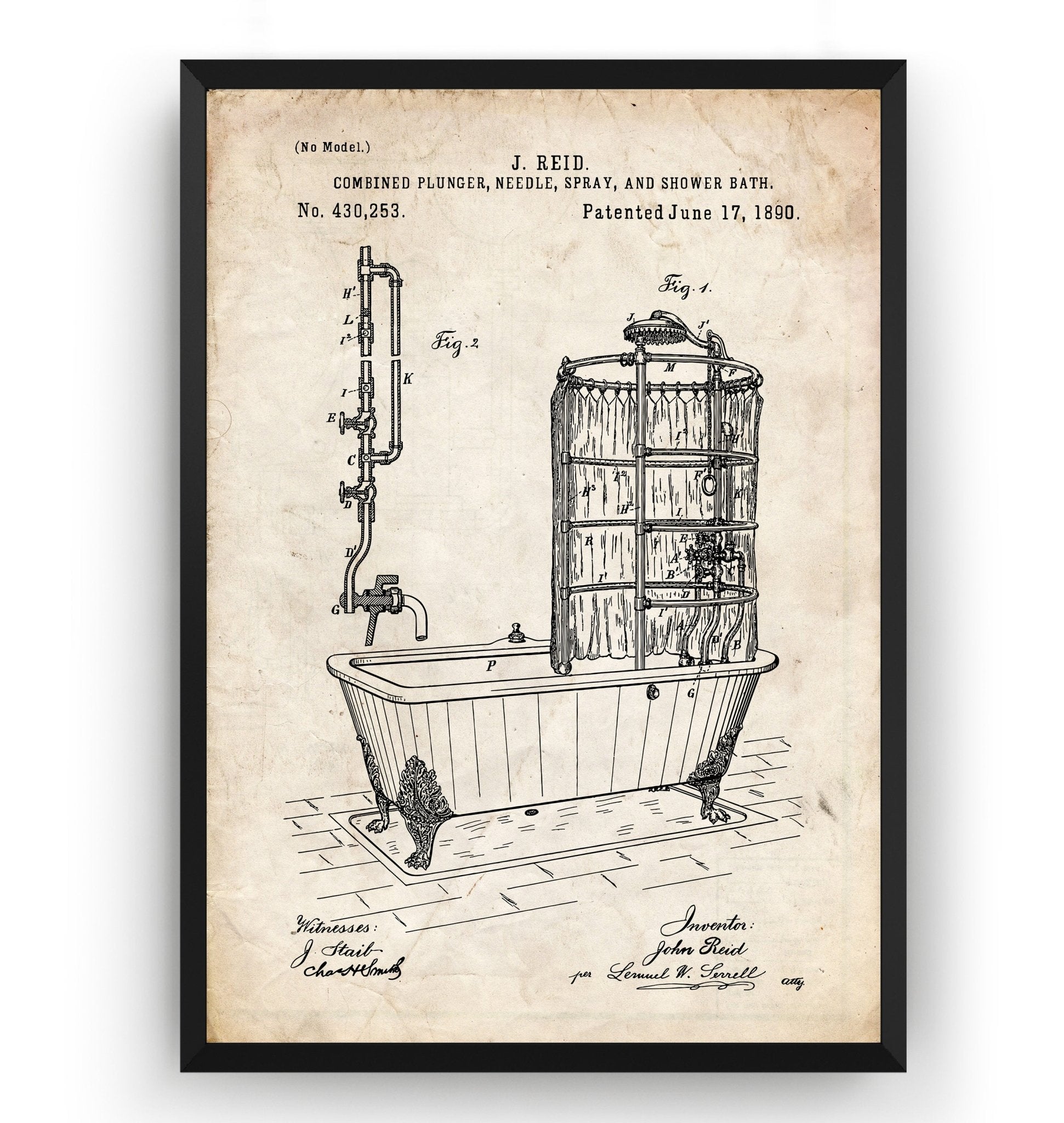 Bath Shower 1890 Patent Print - Magic Posters