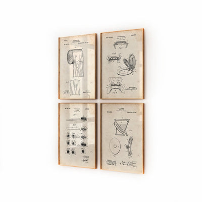Bathroom Set Of 4 Patent Prints - Magic Posters