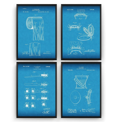 Bathroom Set Of 4 Patent Prints - Magic Posters