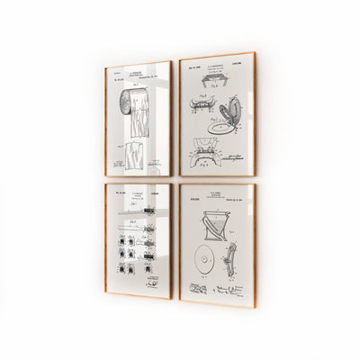 Bathroom Set Of 4 Patent Prints - Magic Posters
