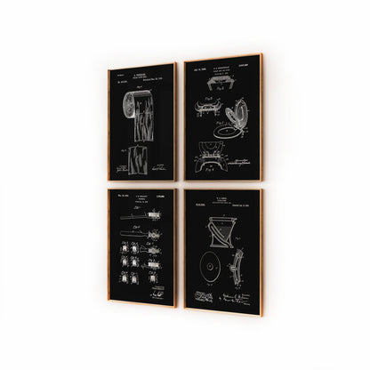 Bathroom Set Of 4 Patent Prints - Magic Posters