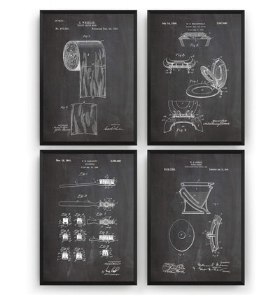 Bathroom Set Of 4 Patent Prints - Magic Posters