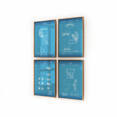 Bathroom Set Of 4 Patent Prints - Magic Posters