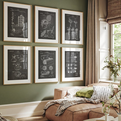 Bathroom Set Of 6 Patent Prints - Magic Posters