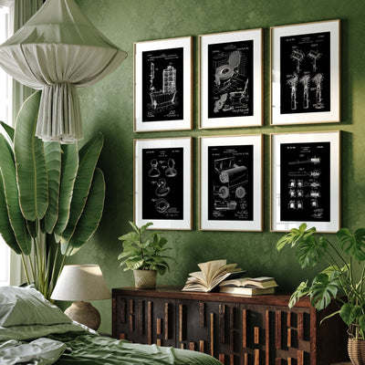 Bathroom Set Of 6 Patent Prints - Magic Posters