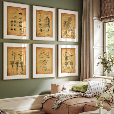 Bathroom Set Of 6 Patent Prints - Magic Posters