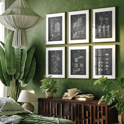Bathroom Set Of 6 Patent Prints - Magic Posters
