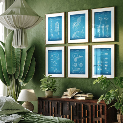 Bathroom Set Of 6 Patent Prints - Magic Posters