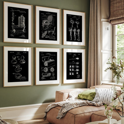 Bathroom Set Of 6 Patent Prints - Magic Posters