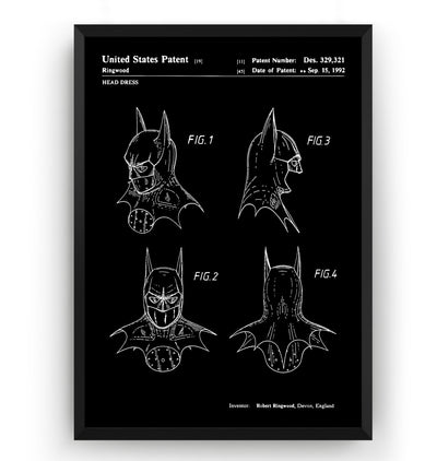 Batman Cowl 1992 Patent Print - Magic Posters