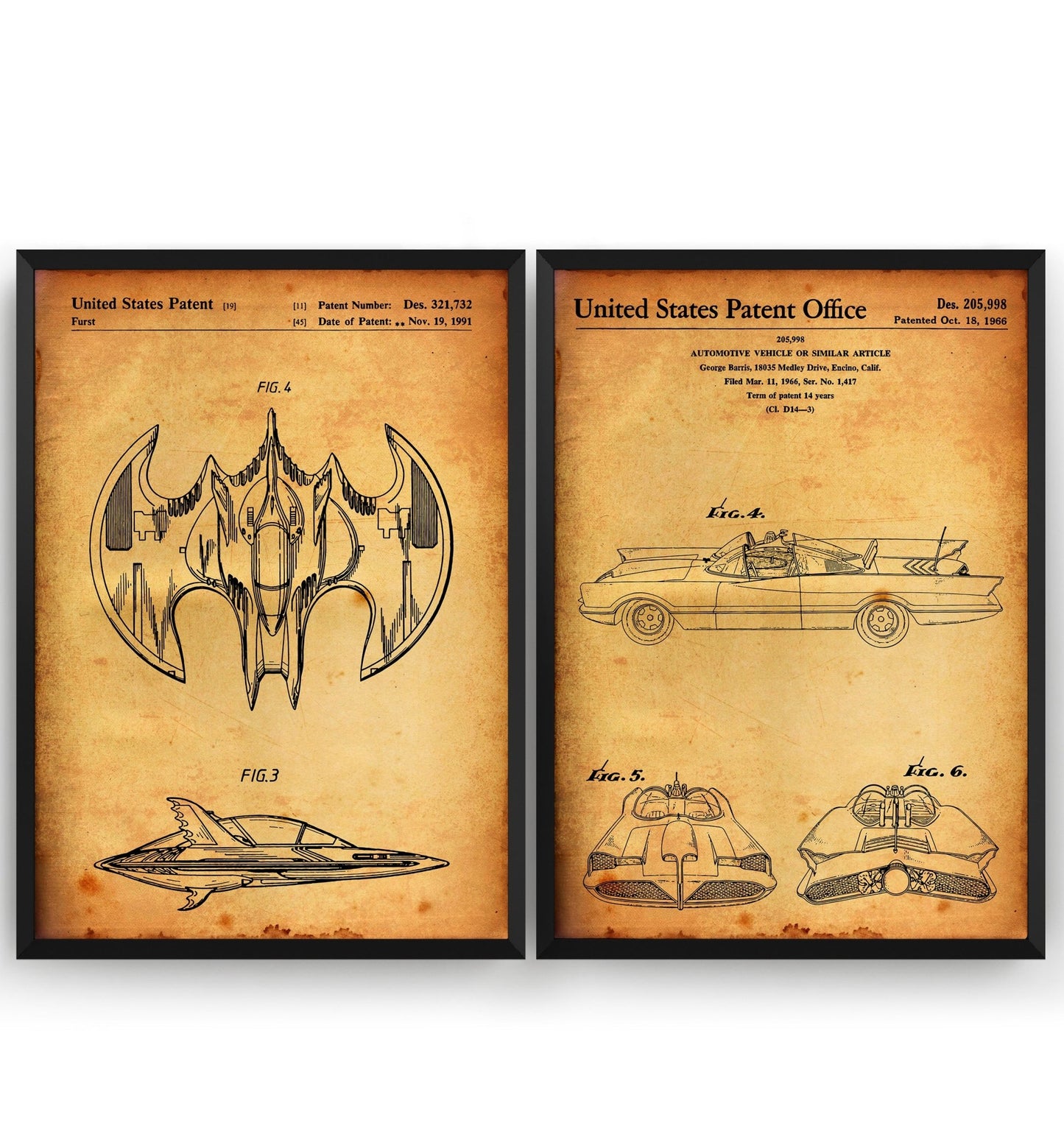 Batman Set Of 2 Patent Prints - Magic Posters