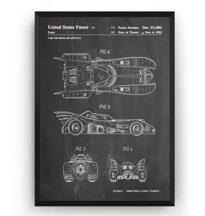 Batmobile 1990 Patent Print - Magic Posters