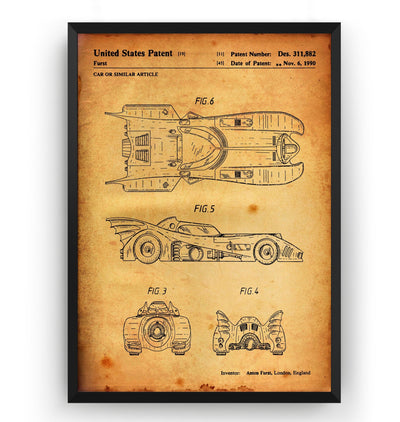Batmobile 1990 Patent Print - Magic Posters