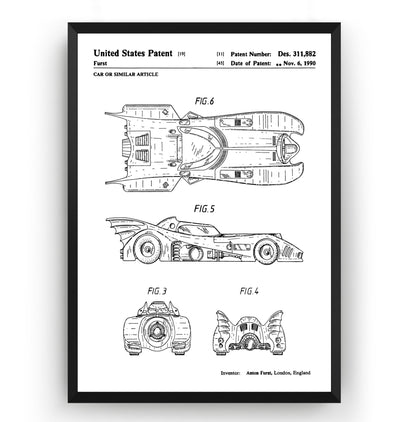 Batmobile 1990 Patent Print - Magic Posters