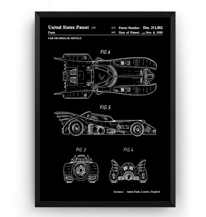 Batmobile 1990 Patent Print - Magic Posters