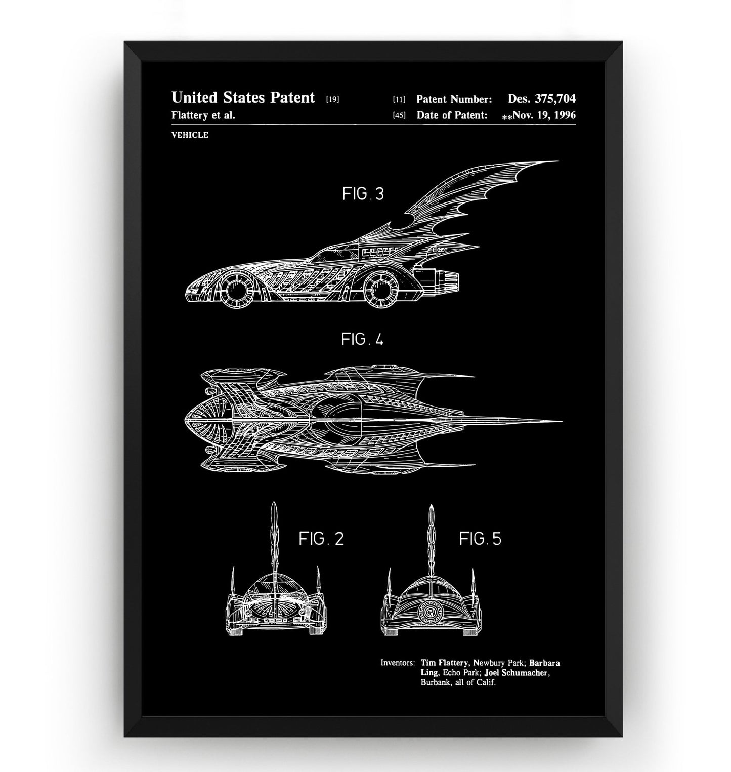 Batmobile 1996 Patent Print - Magic Posters