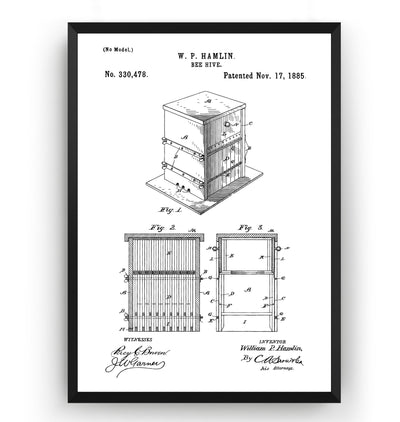 Bee Hive 1885 Patent Print - Magic Posters
