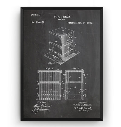 Bee Hive 1885 Patent Print - Magic Posters