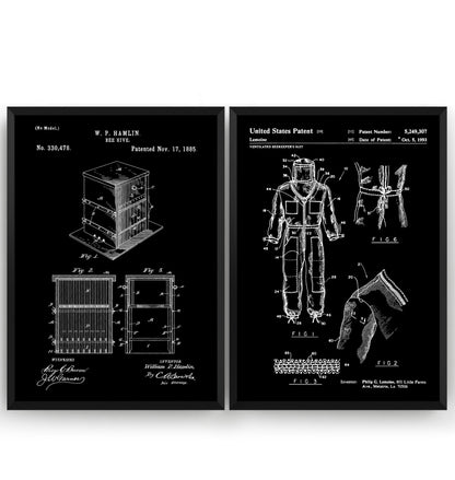 Beekeeper Set Of 2 Patent Prints - Magic Posters