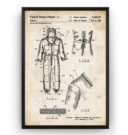 Beekeeper Suit 1993 Patent Print - Magic Posters