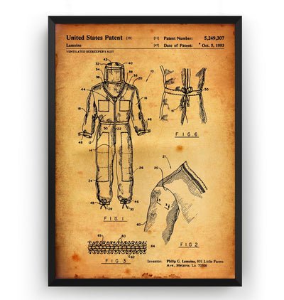 Beekeeper Suit 1993 Patent Print - Magic Posters