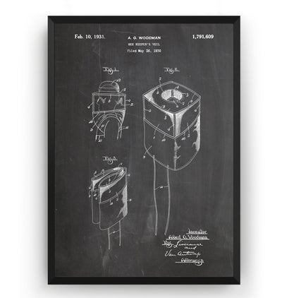 Beekeeper Veil 1931 Patent Print - Magic Posters