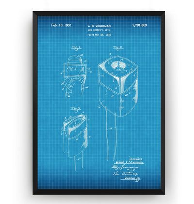 Beekeeper Veil 1931 Patent Print - Magic Posters