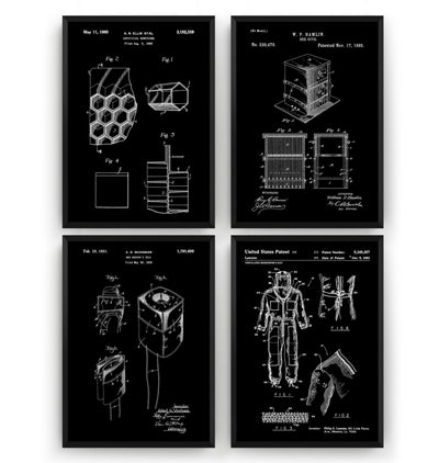 Beekeeping Set Of 4 Patent Prints - Magic Posters