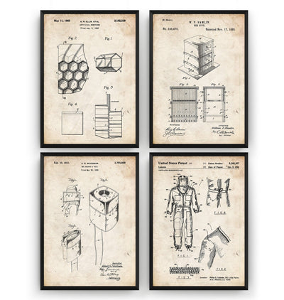 Beekeeping Set Of 4 Patent Prints - Magic Posters