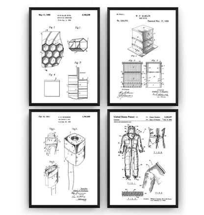 Beekeeping Set Of 4 Patent Prints - Magic Posters