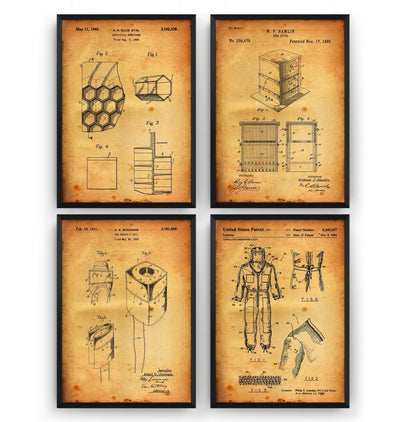 Beekeeping Set Of 4 Patent Prints - Magic Posters