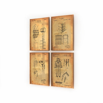 Beekeeping Set Of 4 Patent Prints - Magic Posters