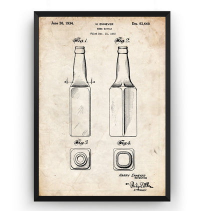 Beer Bottle 1934 Patent Print - Magic Posters